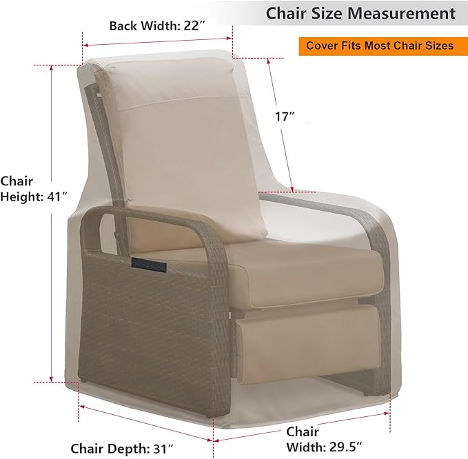 Skypatio Patio Chair Cover Waterproof, Outdoor Furniture Storage Cover for All Weather Protection (Khaki)