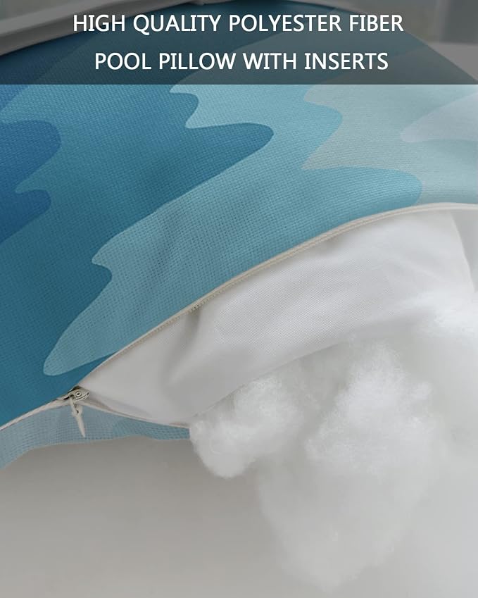 Outdoor Pillows Covers with Inserts Sunset Mountain Beautiful Blue Lake Abstract Painting Waterproof Pillow with Adjustable Strap Throw Pillows for Patio Furniture Recliner Lounge Chair, 12"x20", 1PCS