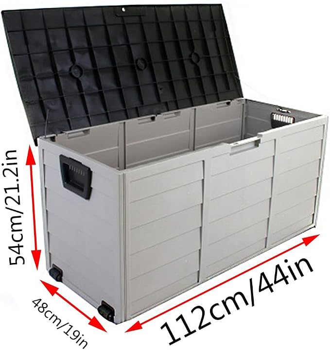 65 Gallon Large Deck Box,Deck Box Outdoor Storage Boxes ,Outdoor storage organizer with lock opening,Waterproof Outdoor Storage Box with Bottom Pulleys, for Patio Furniture ( Color : Black , Size : 65