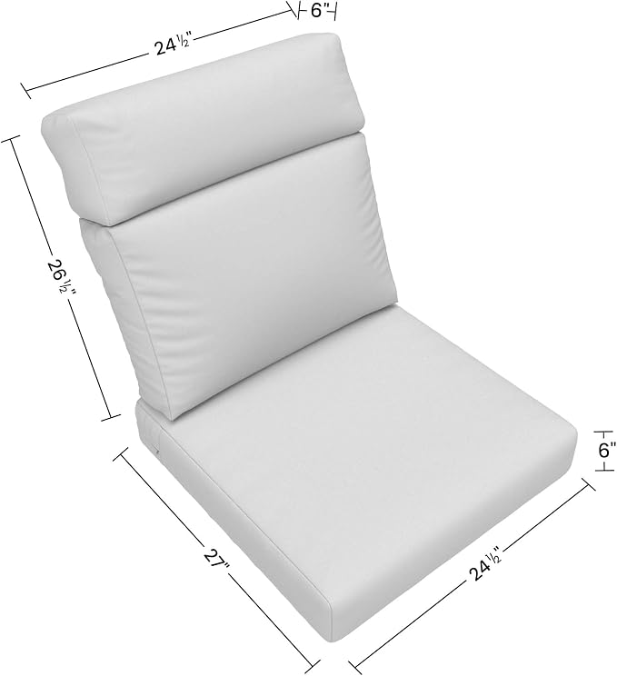 Covers & All Sunbrella Outdoor Cushions, High Back Outdoor Chair Cushions with Supportive Foam Seat and Poly Fill Back, Made with Waterproof, Stain & Fade Resistant Sunbrella Fabric for Patio Chairs