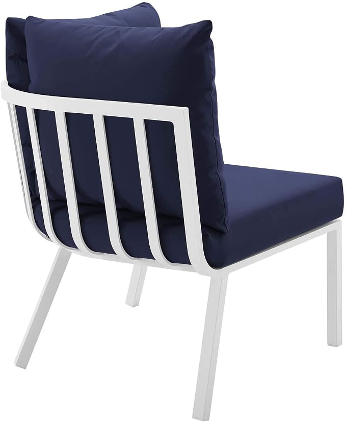 Modway Riverside 5 Piece Outdoor Patio Aluminum Set in White Navy