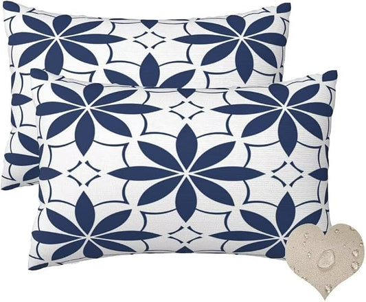 Outdoor Pillows Waterproof Set of 2 Outdoor Pillow Covers 16x24 Inch, Modern Throw Pillows Simple Pillow Covers, Summer Garden Decorative Pillows Outdoor Pillows for Patio Furniture Home Decor -hs262
