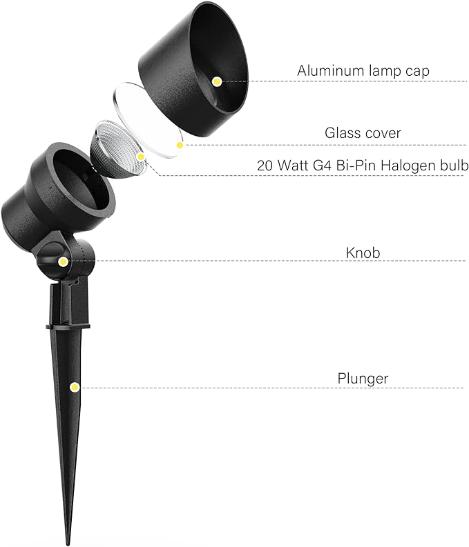 Malibu Low Voltage Landscape Lighting 20W Outdoor Spotlight Outdoor Weatherproof Lights for Low Voltage Landscape Lighting Floodlight Driveway, Yard, Lawn, Flood, Garden