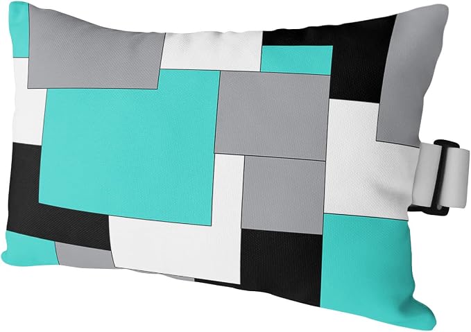 Outdoor Pillows Covers with Inserts Abstract Art Patchwork Black Kallaite and Grey Waterproof Pillow with Adjustable Strap Throw Pillows for Patio Furniture Recliner Lounge Chair, 11x16 inch, 1PCS