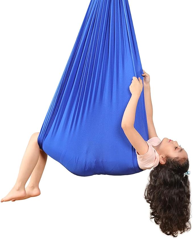 Indoor Outdoor Hammock Swing Chair, Chinlon Material, with Hook and Ropes, Royal Blue, for Porch Tree Courtyard Camping