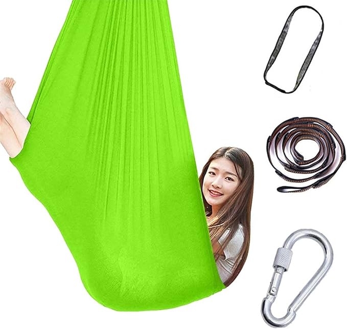 Physical Sensory Swing Chair for Bedroom，Breathable Snuggle Hammock Set Indoor Outdoor Kids Toys Play for Autism ADHD Vestibular System Exercise (Color : Fruit Green, Size : 100x280cm/39x110in)