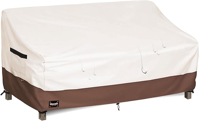 3-Seater Outdoor Couch Cover, 79Wx38Dx35H inches Outdoor Furniture Covers Waterproof，100% Waterproof Heavy Duty Patio Furniture Covers,Beige&Brown Modern Style Outdoor Sofa Cover.