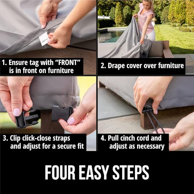 GORILLA GRIP Waterproof Medium Outdoor Patio Chair Cover, 36 Inch, Heavy Duty 600D Furniture Covers Sets for Winter, Keep Cushions Dry, Protects from Sun, Snow, Rain, Windproof, UV Coated