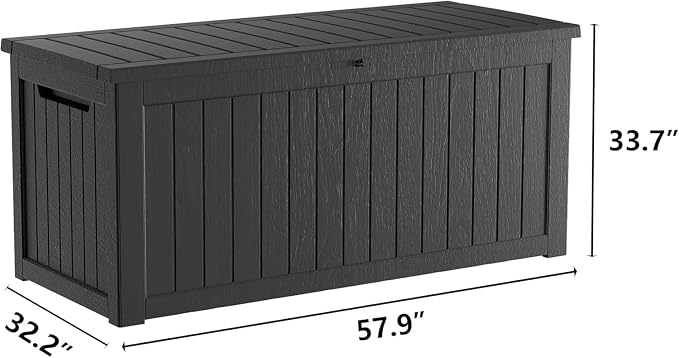 270 Gallon Resin Deck Box Waterproof Outdoor Storage Box for Patio Furniture Pool Accessories Indoor Storage for Cushion Garden Tools, Black