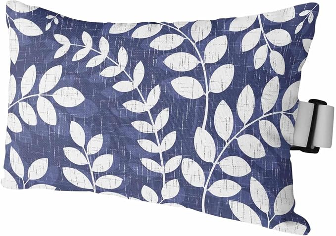 Outdoor Lumbar Pillow Set of 1, Indigo Leaves Waterproof Beach Headrest Pillow with Inserts, Farmhouse Botanical Leaf Branch Vintage Modern Recliner Throw Pillows for Patio Furniture, 12 x 20