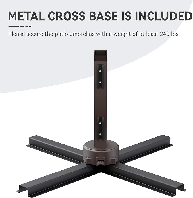 10x13 FT Cantilever Patio Umbrella with Led Lights Double Top Outdoor Rectangular Large Heavy Duty Aluminum Offset Umbrellas with 7 Level Tilt 360-degree Rotation for Pool Garden Deck, Fog Grey
