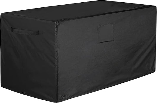 Femuar Deck Box Cover 100% Waterproof Heavy Duty 600D Patio Ottoman Cover, Outdoor Anti-UV Patio Storage Box Covers (63" L x 30" W x 28" H) Black