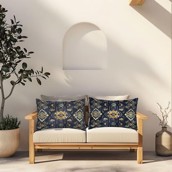 Outdoor Pillows Waterproof Set of 2 Outdoor Pillow Covers 24x32 Inch, Vintage Throw Pillows Bohemian Pillow Covers, Garden Decorative Pillows Outdoor Pillows for Patio Furniture Car Home Decor -hs396