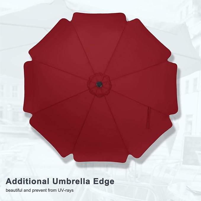 MASTERCANOPY 10ft Patio Umbrella with Valance, Crank and Tilt – 8 Ribs Outdoor Market Umbrella, UV/Fade Resistant, Waterproof Canopy with Wind Vent for Garden, Deck, Backyard, Pool (Burgundy)