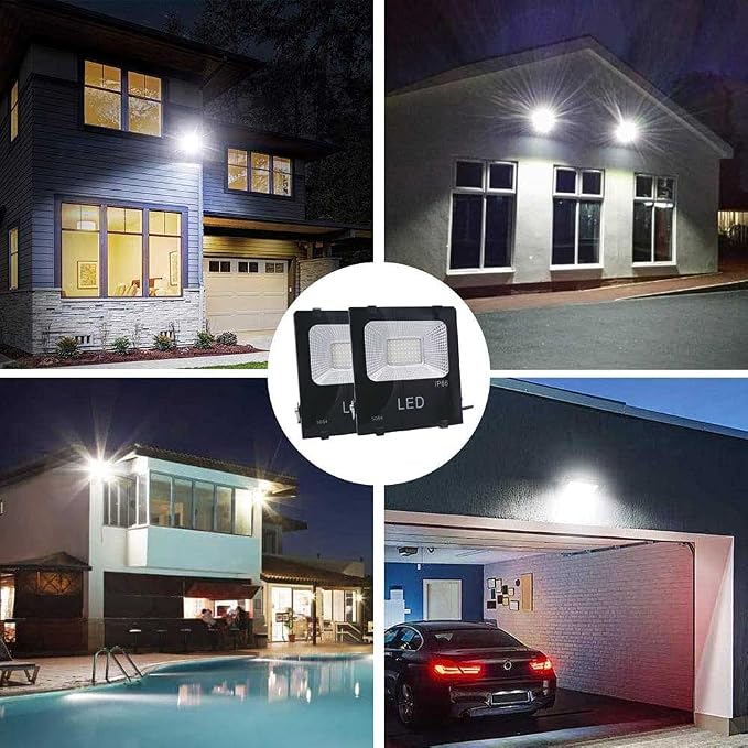 30W LED Flood Light Plug in with ON/Off Switch,Cool White,Bright Security/Work/Plant Grow Outdoor,IP66 Waterproof,Reflector Exteriore Spotlight Porch,Garage,Patio,Yard,Garden