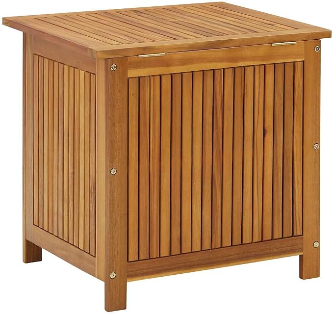 Solid Acacia Wood Storage Box, Rectangular Outdoor Garden Trunk with Oiled Finish, Weather-Resistant Deck Storage for Patio, Porch, Hallway, Medium, Brown