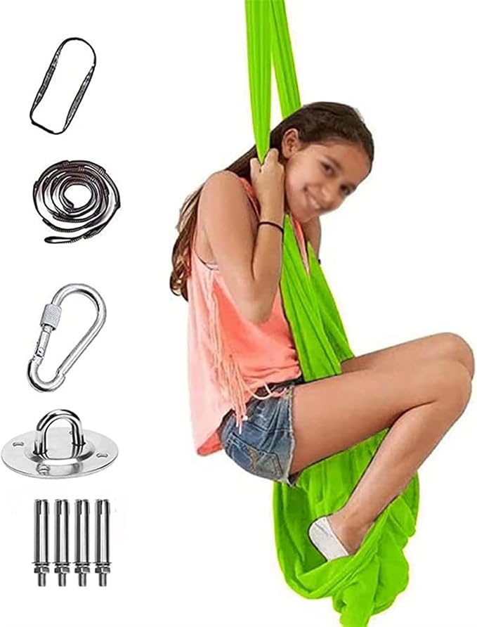 Kids Therapy Swing Adjustable Aerial Yoga Cuddle Hammock Indoor Outdoor Snuggle Swing with Special Needs Ideal for Children Calming & Relaxing Sensory Integration
