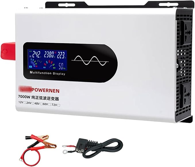 Power Inverter Pure Sine Wave 7000W/8000W/9000W/10000W/12000W/15000W/20000W Peak DC12V/24V/48V/60V/72V to AC 110V/230V 240V Car Converter with Voltage Display & AC outlets(7000W,72Vto220V)