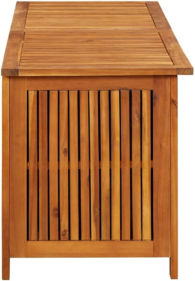 Outdoor Garden Storage Box, 59 Inch Large Acacia Wood Deck Box with Water-Resistant Inner Liner, Rustic Patio Furniture for Cushions and Blankets, Brown