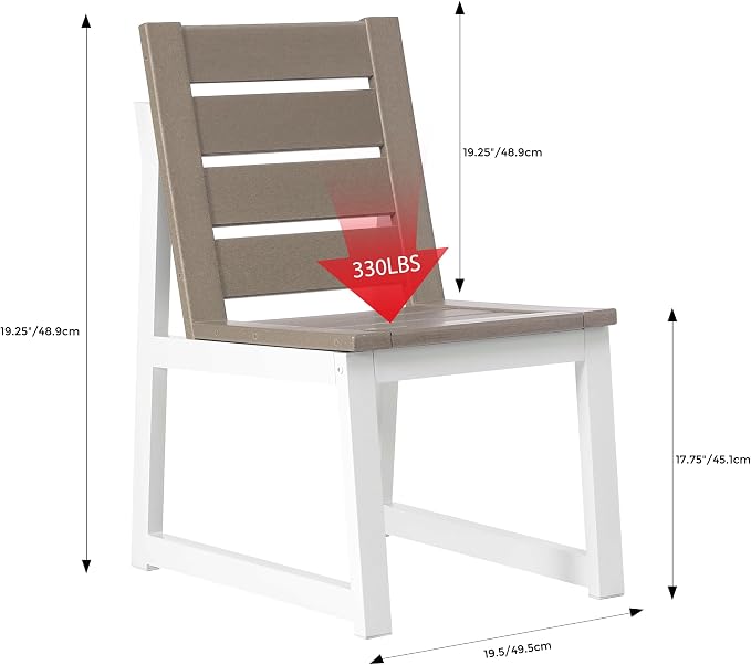 Costaelm Stinson Outdoor Patio HDPE Dining Side Chair, Weathered Wood