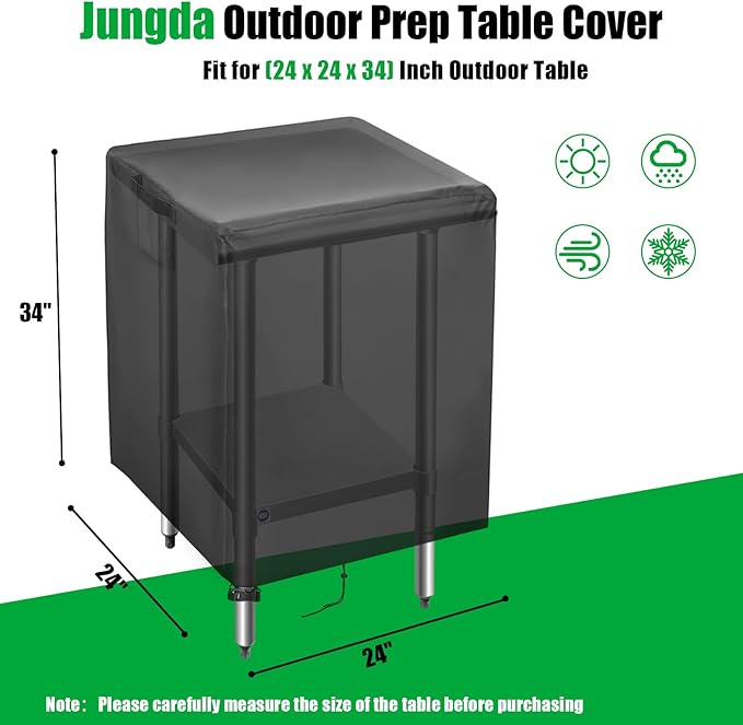 Outdoor Prep Table Cover, 24 Inch Waterproof Stainless Steel Prep Cart Table Cover, Patio kitchen Grill Bbq Food Prep Table Cover - 24 x 24 x 34 Inch
