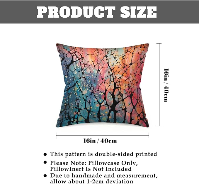 16x16 Inch Outdoor Pillow Covers Set of 2 Waterproof Throw Pillow Covers Decorative Couch Cushion Covers Abstract Colored Glass Square Pillowcases Protectors for Patio Garden Sofa
