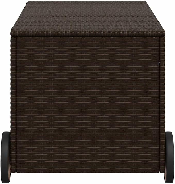 50-Gallon PE Rattan Deck Box Brown Modern Outdoor Storage Chest 21.7 x 42.1 x 20.9 in Patio Container for Cushions Tools on Balcony Garden Terrace