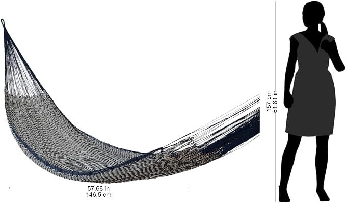 NOVICA Blue Gray Nylon Hand Woven Mayan Rope 2 Person XL Hammock, 'Ocean Waves' (Double)
