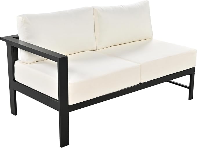 JIVOIT Multi-Person Outdoor Sofa Set, U-Shaped Aluminum Outdoor Sofa Set with Thick Cushions and Backrests, Modular Patio Sofa Set for Gardens, Backyards, and Balconies (White * 069)