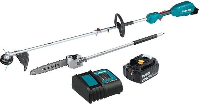 Makita XUX02SM1X4 18V LXT Lithium-Ion Brushless Cordless Couple Shaft Power Head w/ 13" String Trimmer & 10" Pole Saw Attachments (4.0Ah), & T-03866 Twisted Trimmer Line, 0.080”, Green, 175’, 1/2 lbs.