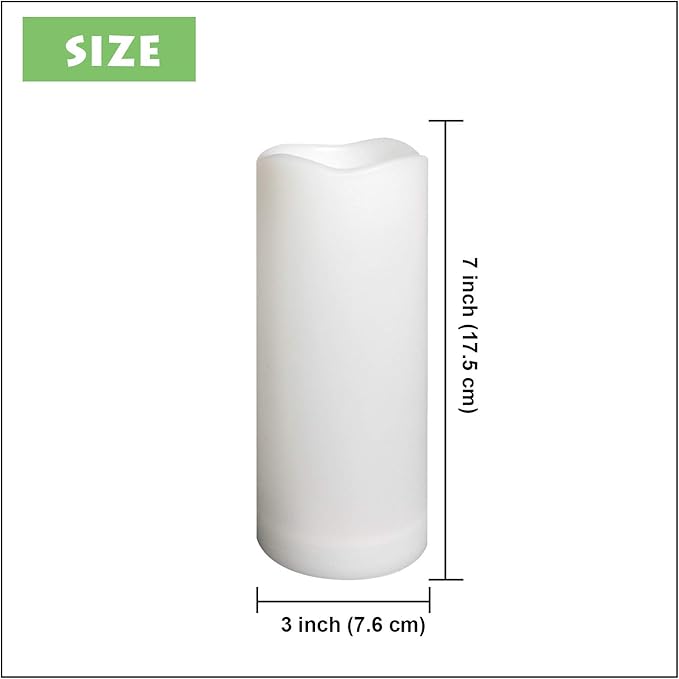 Waterproof Outdoor Flameless Pillar Candles with Timer Battery Operated Electric LED Candle Set for Gift Home Décor Party Wedding Supplies Garden Halloween Christmas Decoration, 2 Pack, 3” x 7”