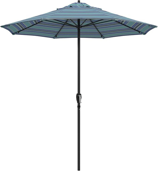 California Umbrella 12-Year Protection 7.5-Ft Outdoor Patio Umbrella, Sunbrella Fade-Resistant Fabric, Auto-Tilt, Heavy Duty Aluminum Frame, 8 Reinforced Ribs for Pool or Deck, Black Pole, Dolce Oasis