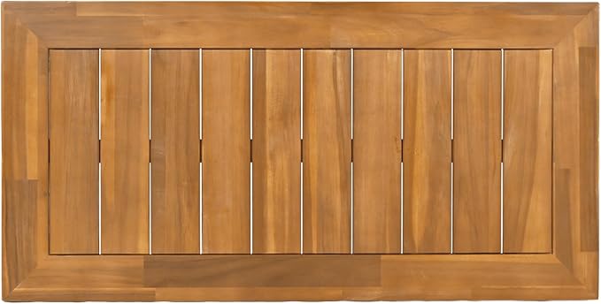Christopher Knight Home Havets 3 Pieces Outdoor Acacia Furniture Set, Slat Panel Couch, Spacious Seating Armchair, 6" Thick Cushions Sofa and Coffee Table Set for Backyard Garden Balcony, Teak+Beige