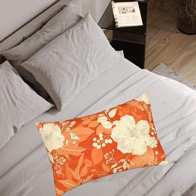 Throw Pillow Covers 16x28 Inch Pillow Covers Set of 2 Couch Pillows for Living Room, White Throw Pillows, Soft Accent Pillows Rectangular Decorative Pillows for Bed Sofa Farmhouse Decor, Orange J215