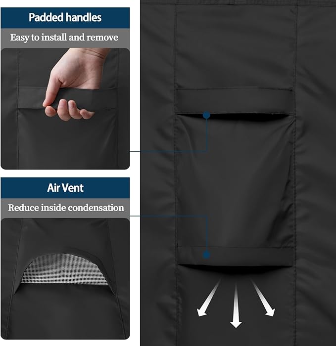 Easy-Going Rectangle Patio Furniture Cover Waterproof Outdoor Dining Table and Chair Cover Anti-UV Outside Sectional Sofa Set Covers (90"L x 64"W x 28"H, Black)