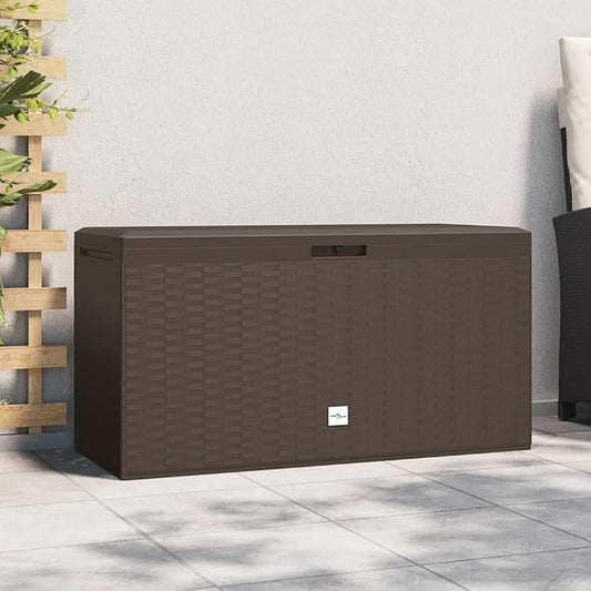 Rectangular Brown Polypropylene Storage Box, 290L Capacity, Weatherproof Deck Box for Patio Cushions, Garden Tools, Outdoor Toy Storage