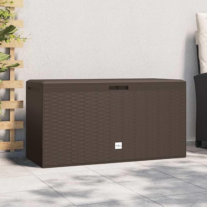 Brown 44.9 x 44.9 x 23.6 in Garden Storage Box 290 L Polypropylene Deck Box for Patio, Balcony and Garage