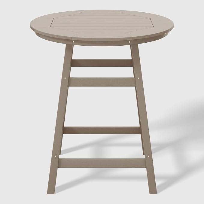 WestinTrends Malibu 5-Piece HDPE Outdoor Patio Dining Bar Bistro Table Set with Counter High Round Bar Stools