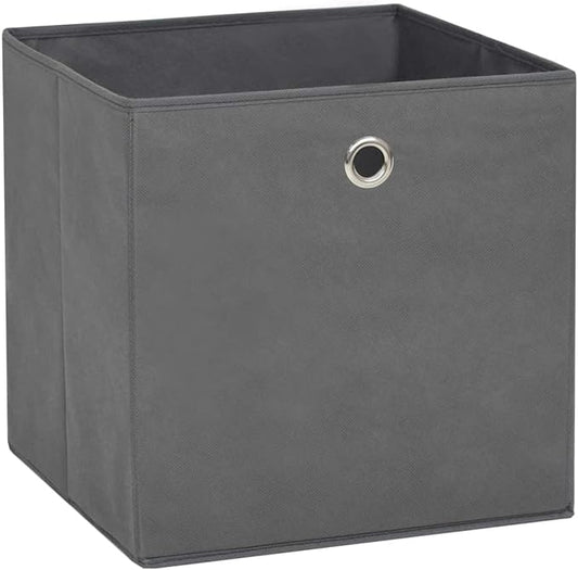 Homgoday Storage Boxes 10 Pieces Non-Woven Fabric 28 x 28 x 28 cm Grey, Furniture Chests and Trunks, Garden Container, Garden Tool Holder, Outdoor Pouf, Outdoor Storage Box