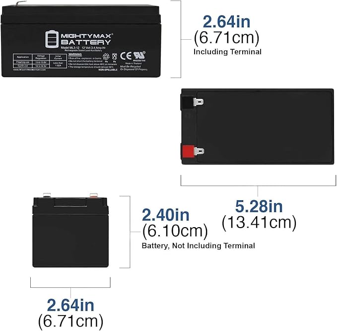 Mighty Max Battery 12V 3AH SLA Replaces Black Decker CST1200 Cordless Trimmer - 3 Pack