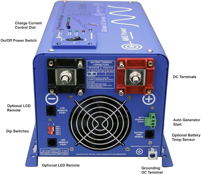 AIMS 2000W 12V Pure Sine Inverter Kit w/Remote