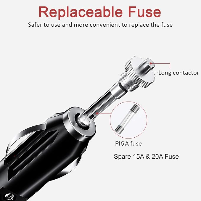 Cigarette Lighter Male Plug Adapter Inverter Cable Power Supply Cord Heavy Duty 12V/24V 5FT/1.5M 14AWG for Car Inverter,Air Pump, Electric Cup, Tire Inflator DIY (14 AWG, 5FT)