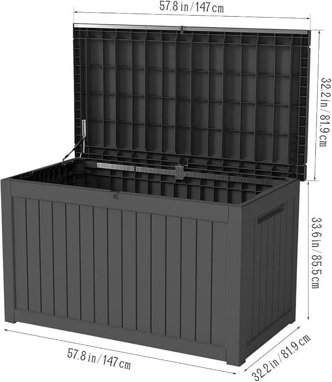 FEFLO 230 Gallon Resin Desk Boxes, Lockable Outdoor Storage Box | for Furniture, Toy, Shoe, Garden & Patio Tools Storage, IP54 Weatherproof Package Delivery Boxes for Outside - Black