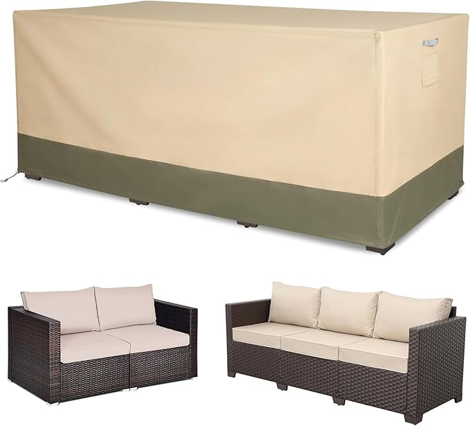 BPS Patio Sofa Cover, Waterproof 600D Oxford Outdoor Couch Cover with Attached Storage Bag and Reflective Handles for Patio 3-Seater Loveseat and Bench, 88''W x 40''D x 38''H