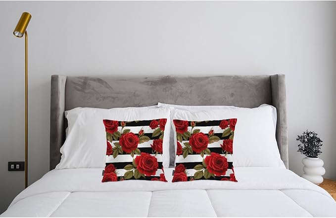 Swono 18"X18" Throw Pillow Covers Rose, Bloom Red Peony Rose Flowers Boho Pillowcase Cushion Covers for Couch Bed, Square Decorative Pillow Cover Home Sofa Bedroom Car, 2 Pcs