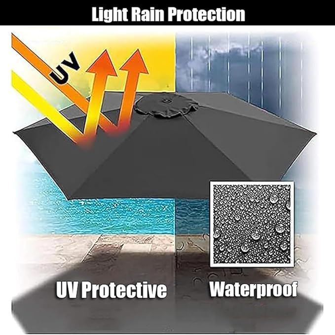 6/8 Ribs Patio Umbrella Replacement Canopy 6.5ft 7.5ft 8.2ft 8.9ft 9.8ft 11.5ft Waterproof UV Protective Replacement Parasol Fabric Cover for Garden Outdoor(Green,6.5ft/8ribs)