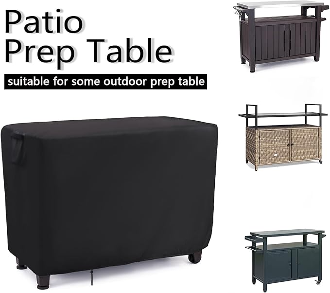 Patio Prep Table Cover for 52 Inch Keter Unity XL Portable Outdoor Table, Waterproof Outdoor Bar Table Cover, for Outdoor Grill Cart Pizza Oven Table - 52 x 22 x 33 Inch