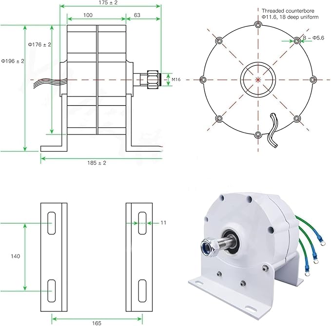 12000W low rpm permanent magnet generator, 3 Phase Gearless Permanent Magnet AC Alternator Water Wind Turbine Generator With Rectifier,Wind turbine with rectifier (380 Volts)