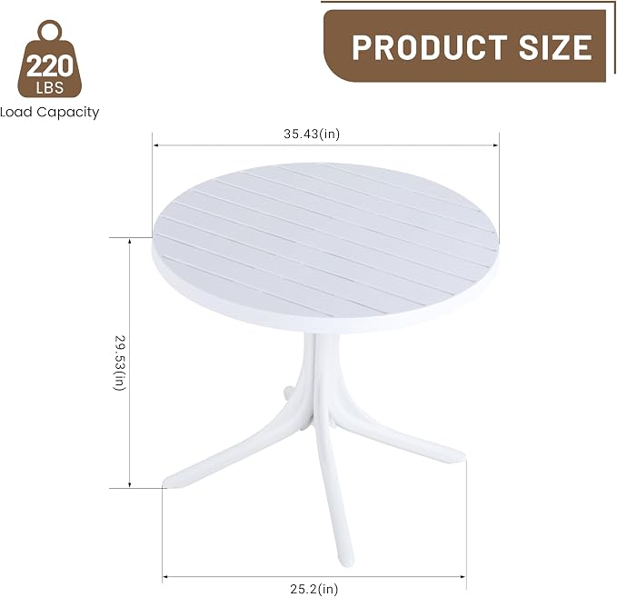 LUMISOL 5 Piece Outdoor Dining Table Set, All Weather Round Table and Chairs Set with Striped Color Block Chairs and Sturdy Metal Legs for Garden, Backyard, Poolside, Beige+Orange+White
