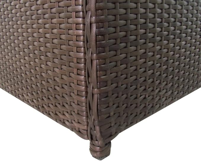 Patio Storage Box Deck Storage Box Outdoor Storage Box Indoor Wicker Storage Bin for Patio Furniture Cushions, Pillows, Garden Tools, Poly Rattan Brown, 47.2"x19.7"x23.6" -AA